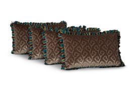 FOUR DUSKY MAUVE GAUFRAGED VELVET CUSHIONS, BY SIBYL COLEFAX & JOHN FOWLER