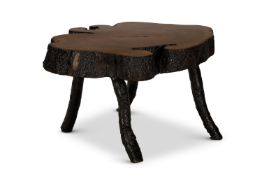 A HARDWOOD LOW TABLE OF LARGE SIZE, 20TH CENTURY