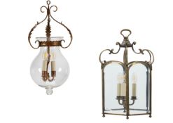 A BRASS HEXAGONAL LANTERN, ENGLISH, EARLY 20TH CENTURY