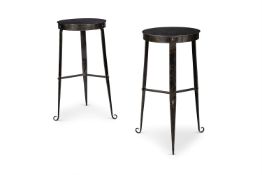 A PAIR OF STEEL OCCASIONAL TABLES, MODERN
