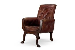 A MAHOGANY LIBRARY CHAIR, ENGLISH, MID 19TH CENTURY
