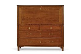 AN OAK SECRETAIRE CHEST, CONTINENTAL, SECOND HALF 19TH CENTURY