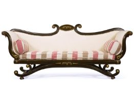 A REGENCY BRASS-MOUNTED DARK BRONZE PAINTED SOFA, EARLY 19TH CENTURY