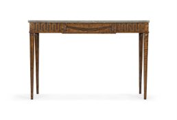 A WALNUT AND GREY MARBLE SIDE TABLE, SWEDISH, MID 20TH CENTURY