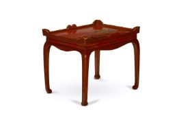 A RED AND GILT JAPANNED OCCASIONAL TABLE, FIRST HALF 20TH CENTURY