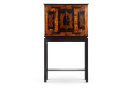 Y AN EBONY, SPECIMEN WOOD AND EBONISED COIN/MEDAL CABINET ON STAND, EARLY 19TH CENTURY AND LATER