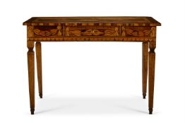 A FRUITWOOD, WALNUT AND MARQUETRY INLAID SIDE TABLE, ITALIAN, LATE 18TH CENTURY
