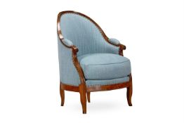 A LOUIS XVI PROVINCIAL ELM BERGERE, LATE 18TH CENTURY