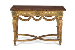 A GILTWOOD AND GREEN PAINTED CENTRE TABLE, ITALIAN, 19TH CENTURY