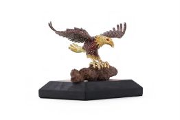 A YELLOW AND BROWN DIAMOND SET BALD EAGLE