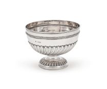 A VICTORIAN SILVER PEDESTAL ROSE BOWL
