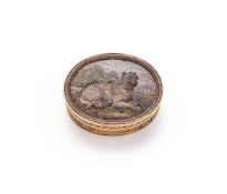 A FRENCH GOLD AND MICROMOSAIC OVAL VINAIGRETTE