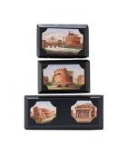 A SET OF THREE ITALIAN GLASS PLAQUES SET WITH MICROMOSIACS