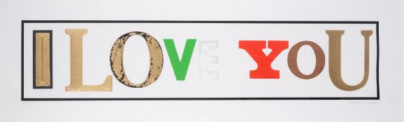 λ Peter Blake (b.1932), I Love You (White Diamond Dust)