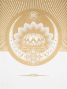 Shepard Fairey (b.1970) Obey Lotus Crescent (White & Gold)