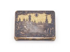 A RUSSIAN SILVER GILT NIELLO TOPOGRAPHICAL SNUFF BOX