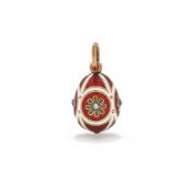 FABERGÉ, AN ENAMEL AND GEM SET EGG PENDANT
