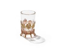 FABERGÉ, A TWO COLOUR GOLD AND ROCK CRYSTAL VODKA CUP