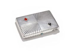 A RUSSIAN SILVER GILT AND ENAMEL CIGARETTE CASE
