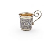 A RUSSIAN SILVER GILT AND NIELLO TOPOGRAPHICAL CUP