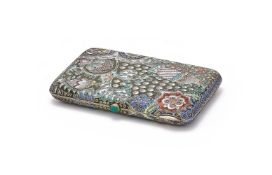 11TH ARTEL, A RUSSIAN SILVER GILT AND CLOISONNÉ ENAMEL CIGARETTE CASE