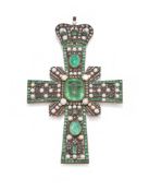 A 19TH CENTURY RUSSIAN GEM SET PECTORAL CROSS