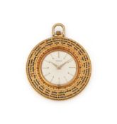 GÜBELIN, A GOLD PLATED KEYLESS WIND WORLD TIME POCKET WATCH