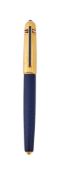 CARTIER, PASHA DE CARTIER, A BLUE LACQUER AND GOLD PLATED FOUNTAIN PEN