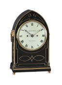 A REGENCY BRASS MOUNTED EBONISED BRACKET CLOCK WITH TRIP-HOUR REPEAT