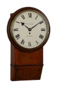A FINE EARLY VICTORIAN WOODEN-DIALLED DROP-DIAL FUSEE WALL TIMEPIECE