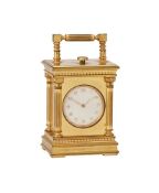 A SWISS GILT BRASS MINIATURE MINUTE-REPEATING CARRIAGE TIMEPIECE