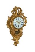 A FRENCH LOUIS XV ORMOLU SMALL CARTEL TIMEPIECE WITH PULL-QUARTER REPEAT