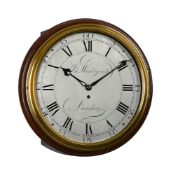 A FINE GEORGE III MAHOGANY FUSEE WALL DIAL TIMEPIECE