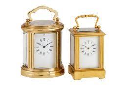 TWO FRENCH MINIATURE CARRIAGE TIMEPIECES