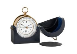 A RARE FRENCH COMBINED ANEROID BAROMETER AND TIMEPIECE COMPENDIUM