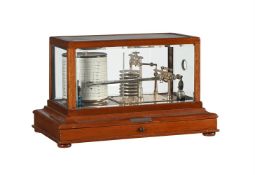 A RARE MAHOGANY CASED COMBINED BAROGRAPH AND THERMOGRAPH OR STORMOGRAPH