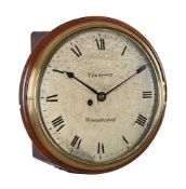 A FINE GEORGE III WOODEN-DIALLED FUSEE WALL DIAL TIMEPIECE