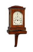 Y A REGENCY SMALL BRASS INLAID ROSEWOOD MANTEL/BRACKET CLOCK WITH TRIP-HOUR REPEAT