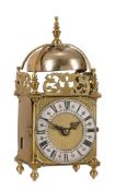 AN UNUSUAL BRASS MINIATURE LANTERN CLOCK