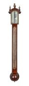 A FINE GEORGE II/III MAHOGANY MERCURY STICK BAROMETER WITH LARGE SCALE THERMOMETER
