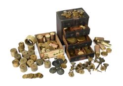 A COLLECTION OF FUSEES, SPRING BARRELS AND YELLOW BRASS WHEEL BAR STOCK FOR USE IN CLOCK RESTORATION