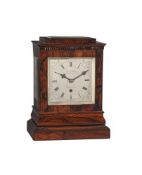Y AN EARLY VICTORIAN MAHOGANY FIVE GLASS MANTEL TIMEPIECE