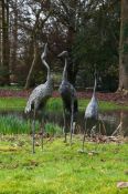 A SET OF THREE JAPANESE BRONZE CRANES, MEIJI PERIOD, EARLY 20TH CENTURY