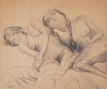 λ Jacob Epstein (1880-1959) , Two nude women (Sunita), black chalk, pencil, [c.1920]