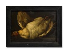 ENGLISH SCHOOL (18TH CENTURY), A STILL LIFE OF A HEN ON A LEDGE