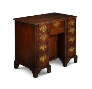 A RARE AMERICAN BLOCK FRONTED KNEEHOLE DESK, POSSIBLY BOSTON, LATE 18TH CENTURY