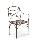 A REGENCY WROUGHT IRON GARDEN ARMCHAIR, EARLY 19TH CENTURY
