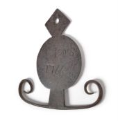 A RARE HANGING STEEL SKEWER STAND, POSSIBLY WELSH, 18TH CENTURY