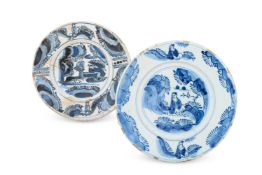 TWO ENGLISH DELFT PLATES, 17TH CENTURY