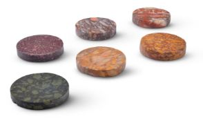 A GROUP OF SIX GRAND TOUR SPECIMEN MARBLE ROUNDELS